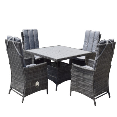 EMILY 4 Seat Square dining set with HDPE wood effect Top