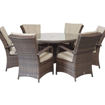 FLORENCE 6 Seat Round Table in Brown