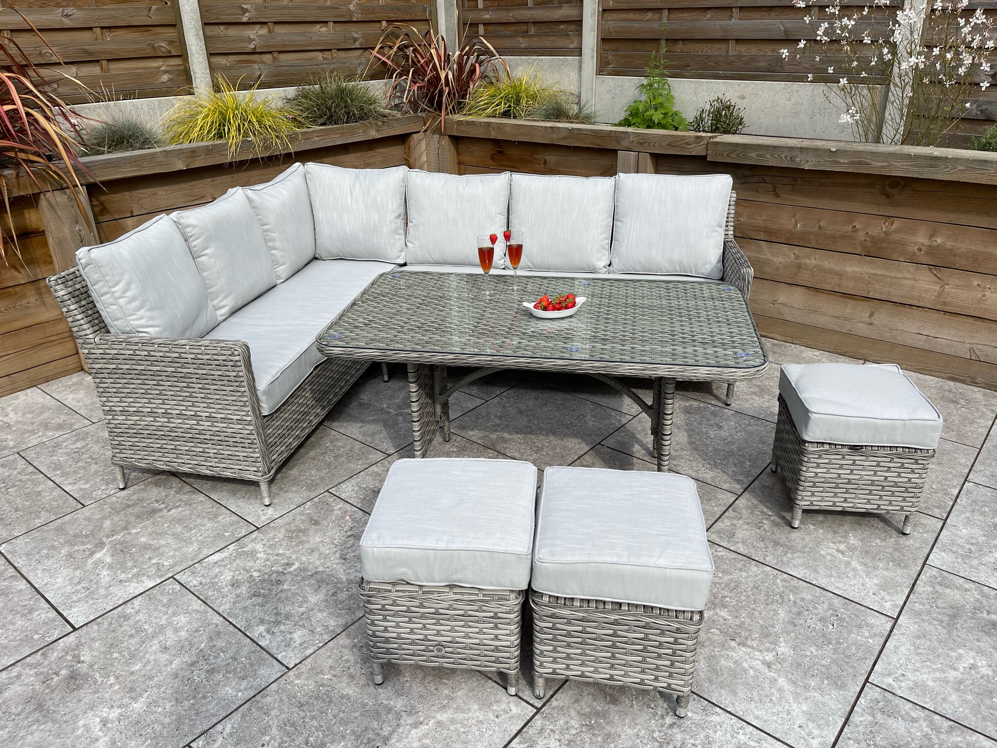 EDWINA Corner Dining 3 Wicker Special Grey