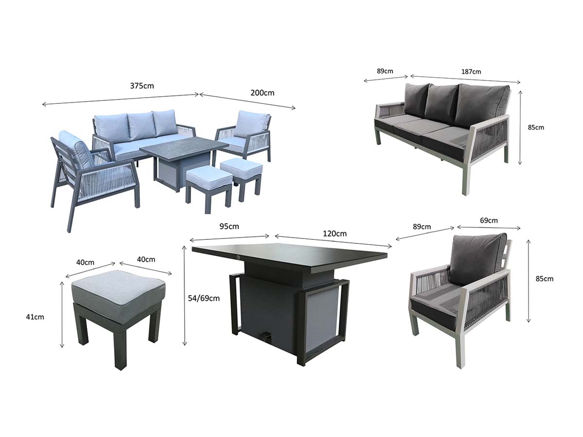 BETTINA Sofa Dining Set Grey