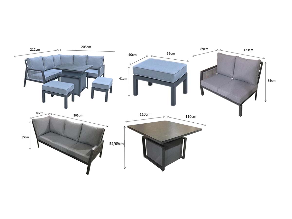 BETTINA Corner Dining Set Grey