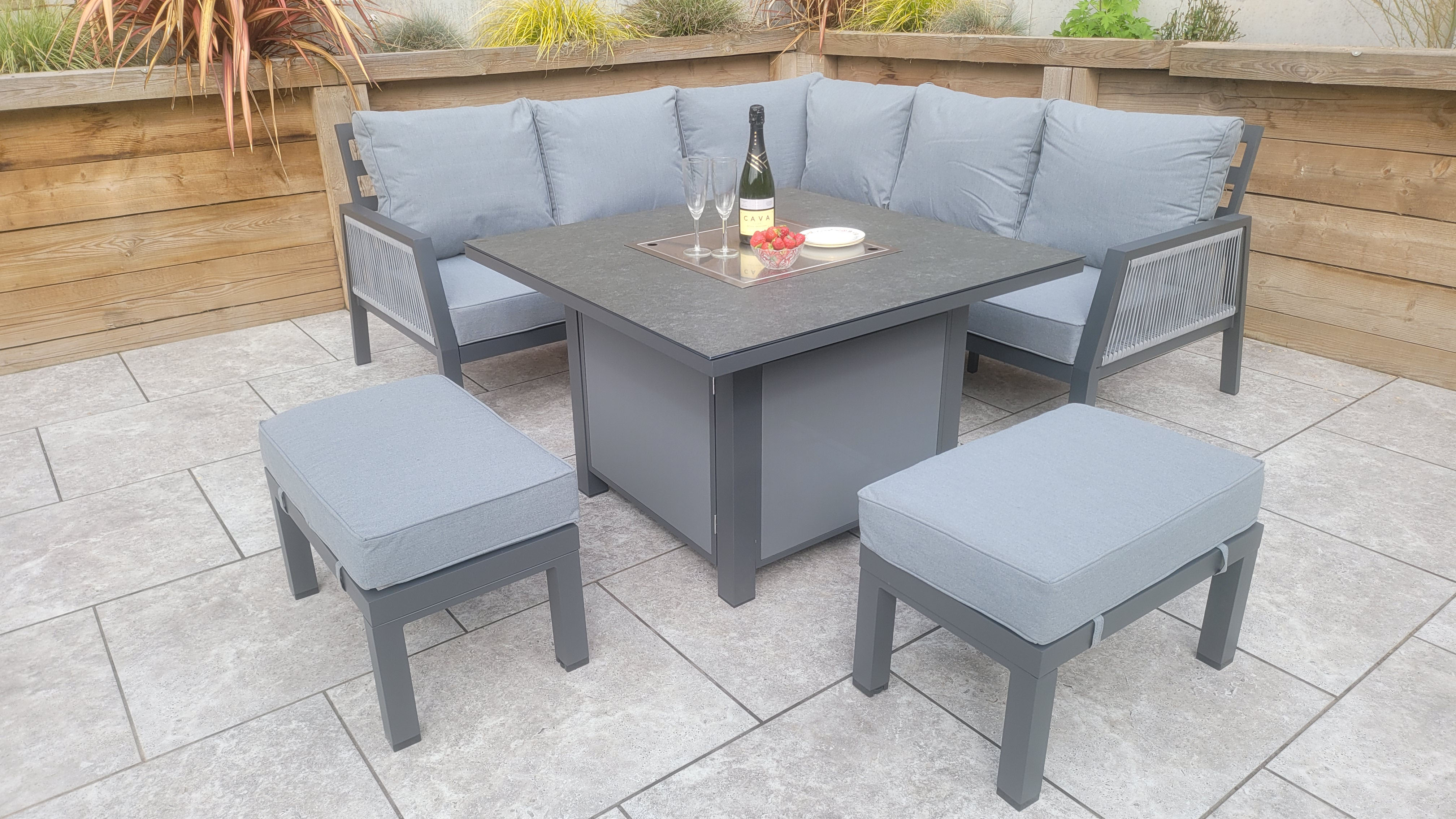 BETTINA corner dining gas firepit set