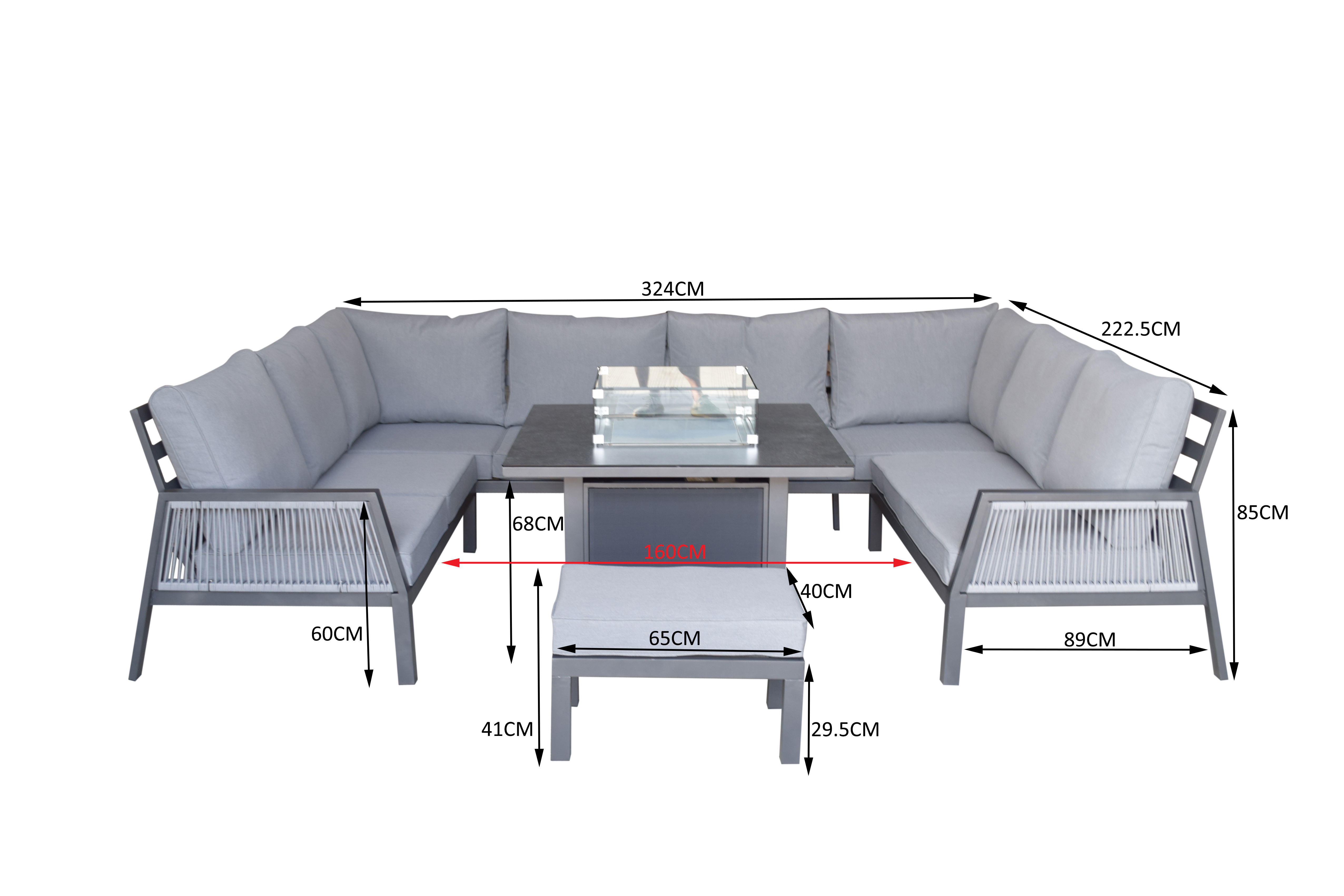 BETTINA U shape with Gas Fire Pit