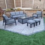 BETTINA  3 seat sofa + 2 armchairs & Gas fire pit table