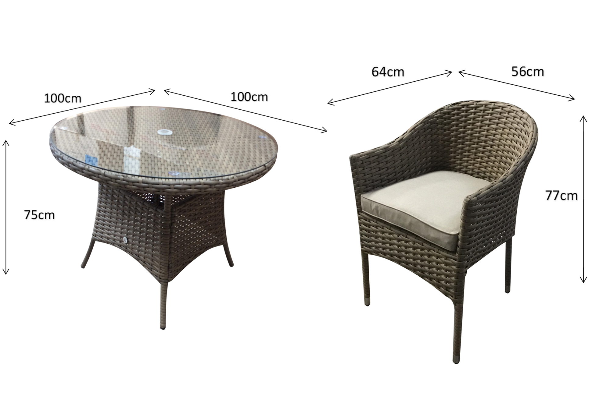DARCEY 4 Seat Round Dining Set