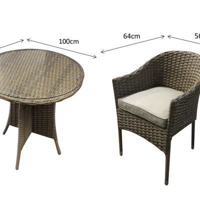 Darcey 2 Seat Bistro Set with stacking chairs