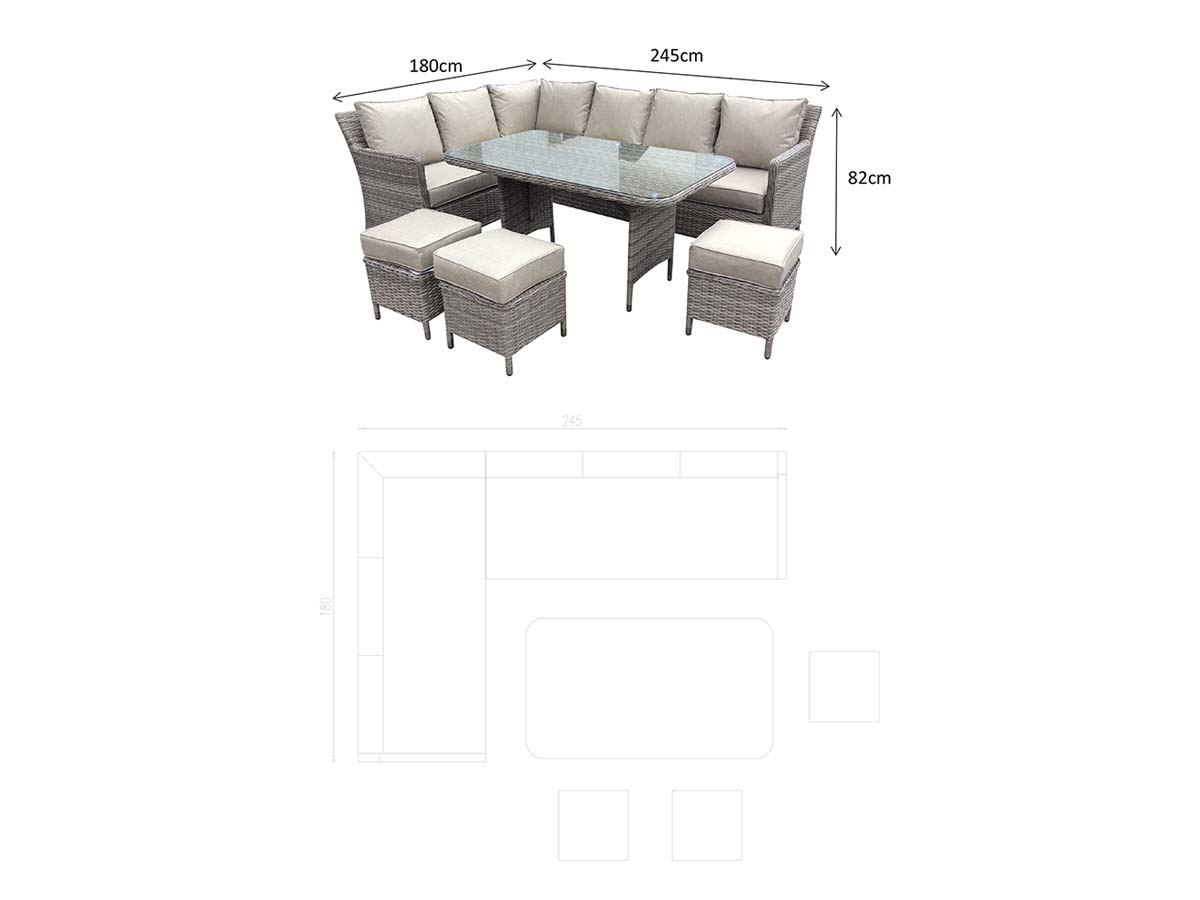 EDWINA Corner Dining Mixed Nature Weave