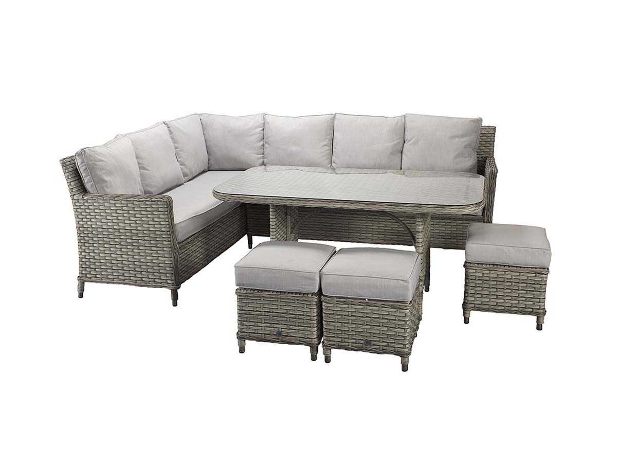 EDWINA Corner Dining 3 Wicker Special Grey