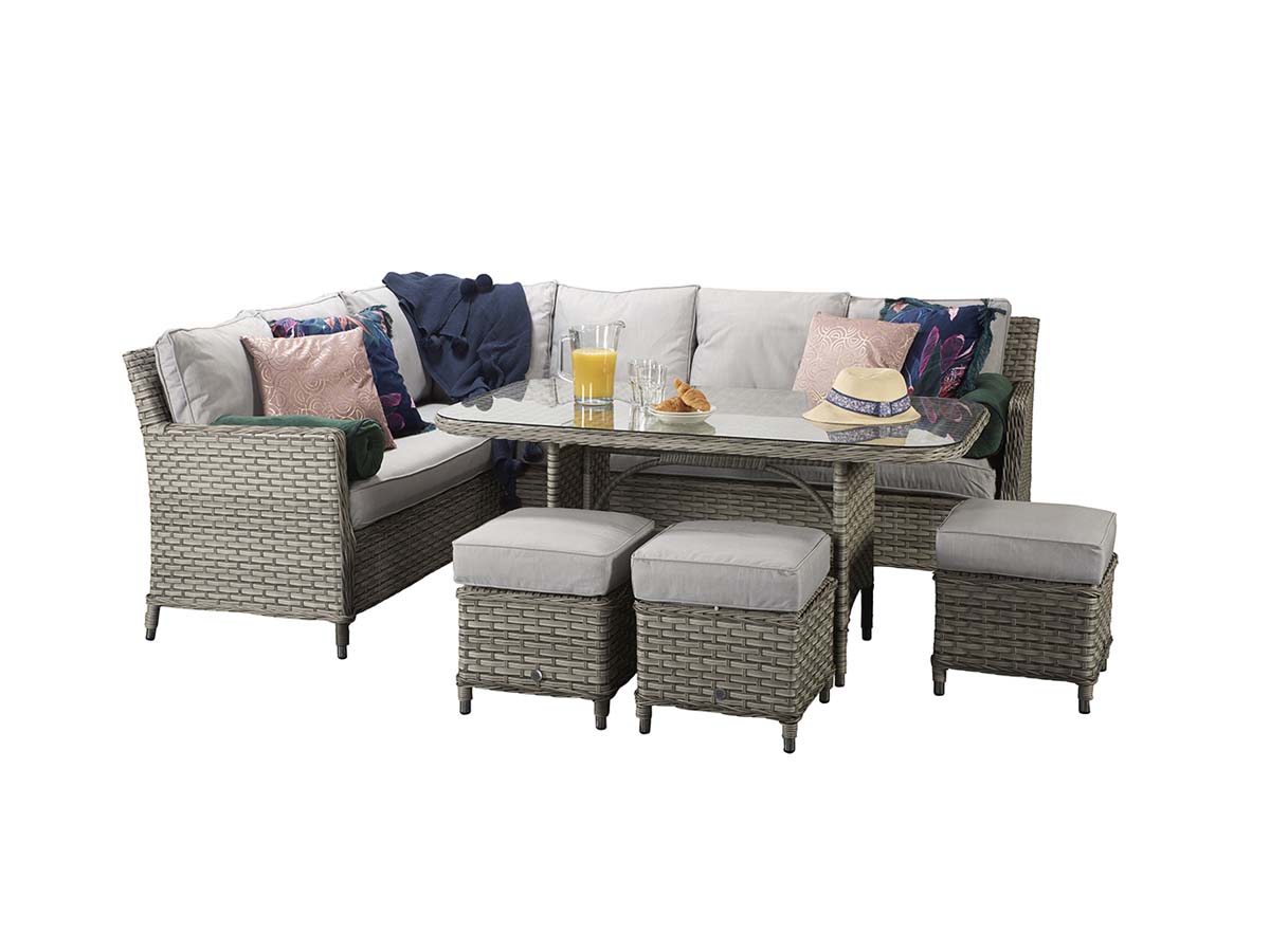 EDWINA Corner Dining 3 Wicker Special Grey