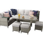 EDWINA Corner Dining 3 Wicker Special Grey