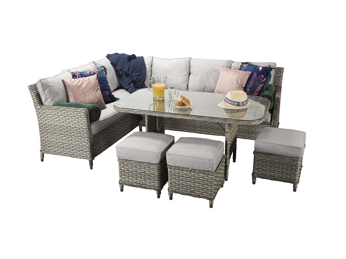 EDWINA Corner Dining 3 Wicker Special Grey