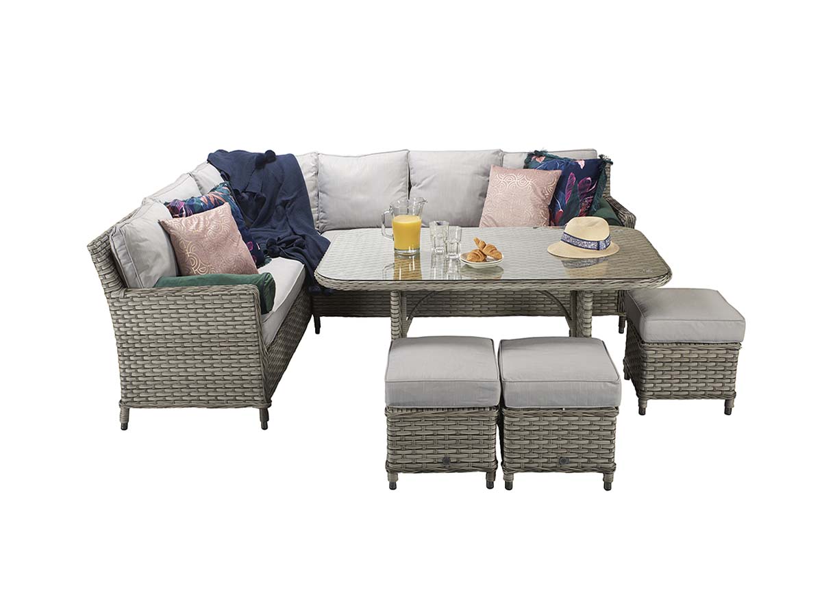 EDWINA Corner Dining 3 Wicker Special Grey