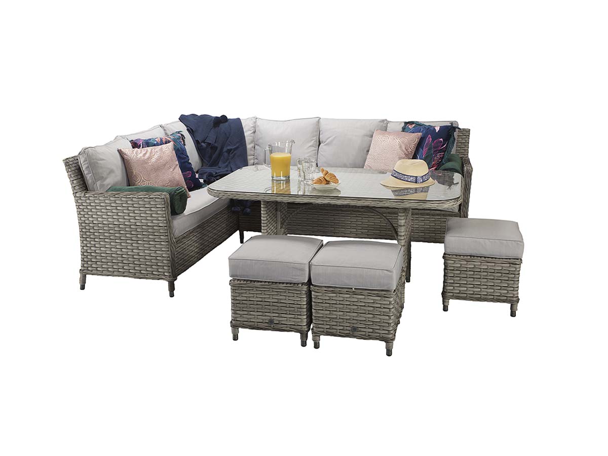 EDWINA Corner Dining 3 Wicker Special Grey
