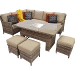 EDWINA Corner Dining with Lift Table Mixed Nature Weave