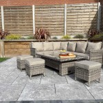 EDWINA Corner Dining with Lift Table Mixed Nature Weave
