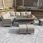 EDWINA Corner Dining with Lift Table Mixed Nature Weave
