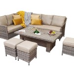 EDWINA Corner Dining with Lift Table Mixed Nature Weave