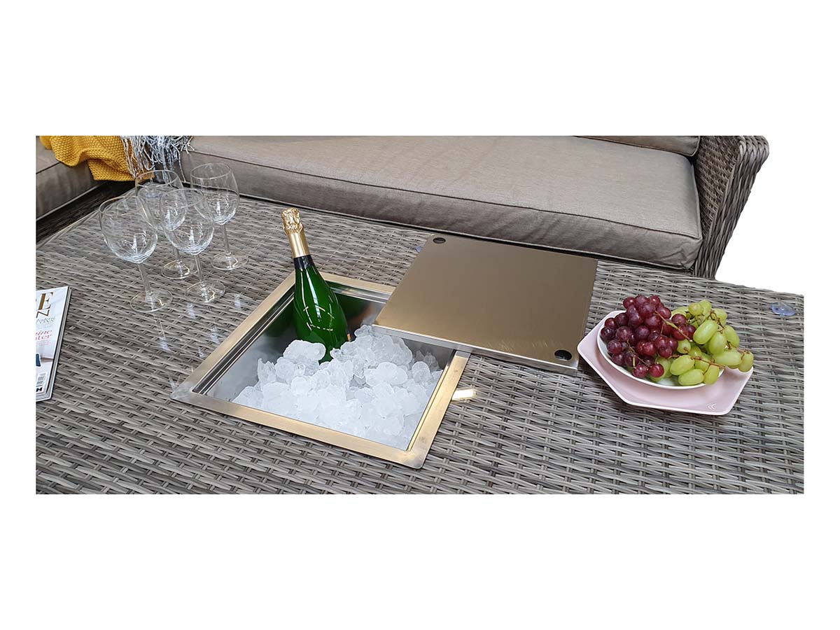 EDWINA Corner Dining with Lift Table Mixed Nature Weave