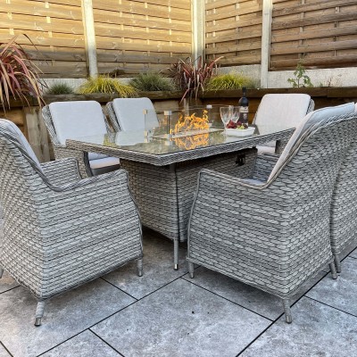 EDWINA 6 seater gas firepit dining set