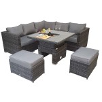 GEORGIA Corner Hi/Low Dining Set Grey With Ice Bucket