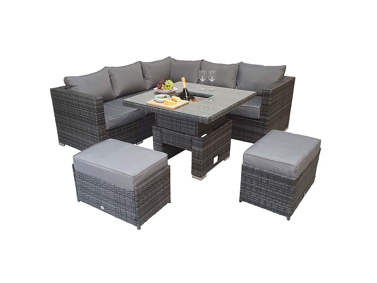 GEORGIA Corner Hi/Low Dining Set Grey With Ice Bucket