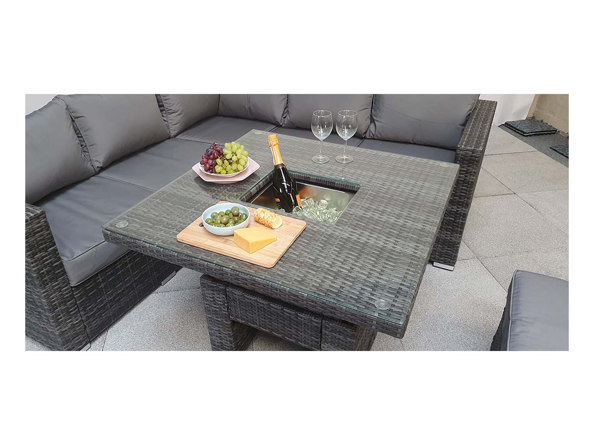 GEORGIA Corner Hi/Low Dining Set Grey With Ice Bucket