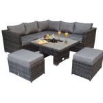 GEORGIA Corner Hi/Low Dining Set Grey With Ice Bucket