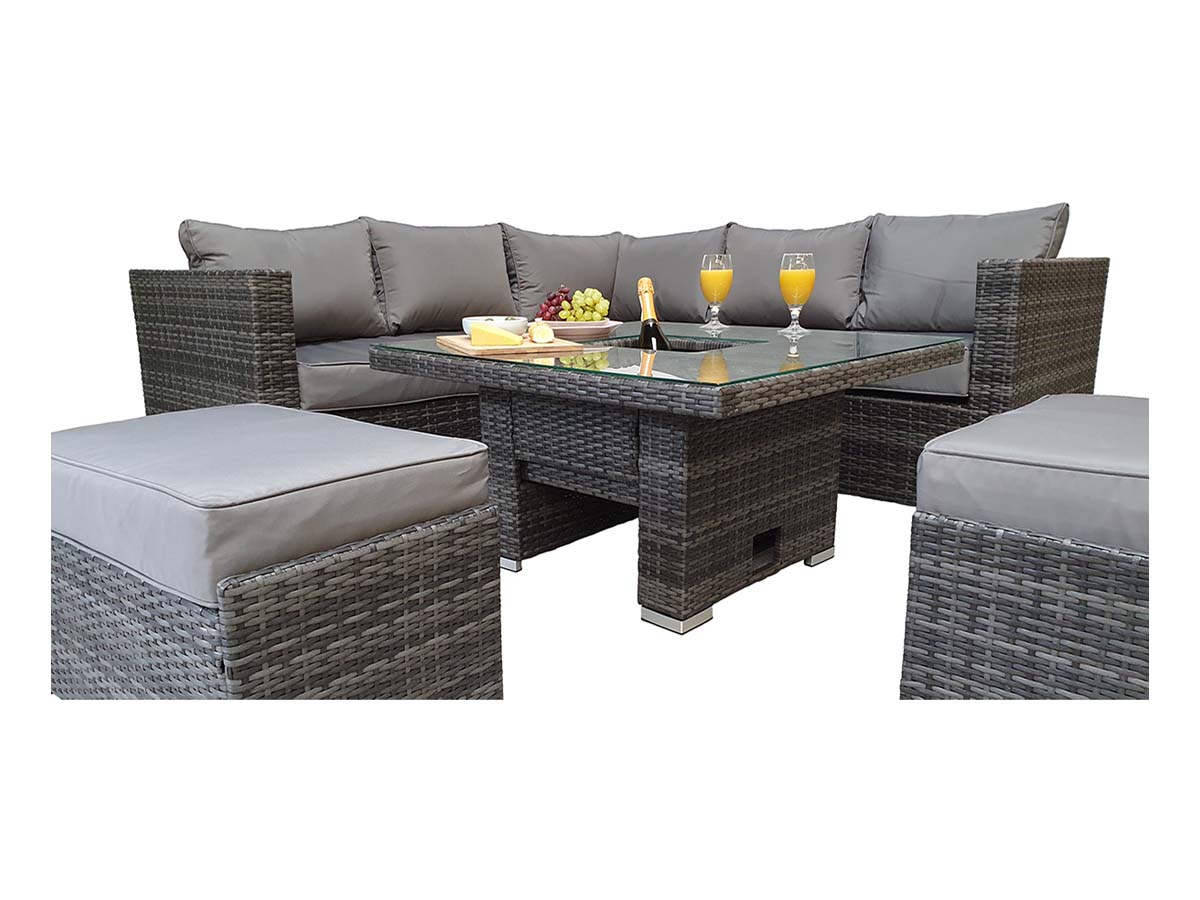GEORGIA Corner Hi/Low Dining Set Grey With Ice Bucket