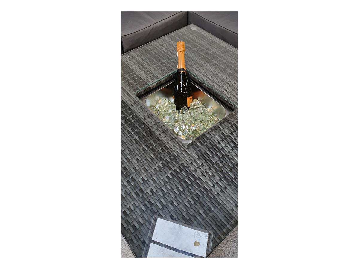 GEORGIA Corner Hi/Low Dining Set Grey With Ice Bucket