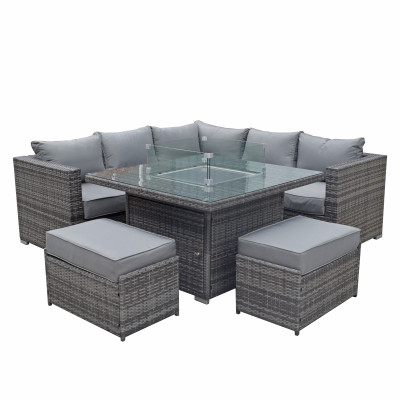 MILAN Gas firepit table in grey