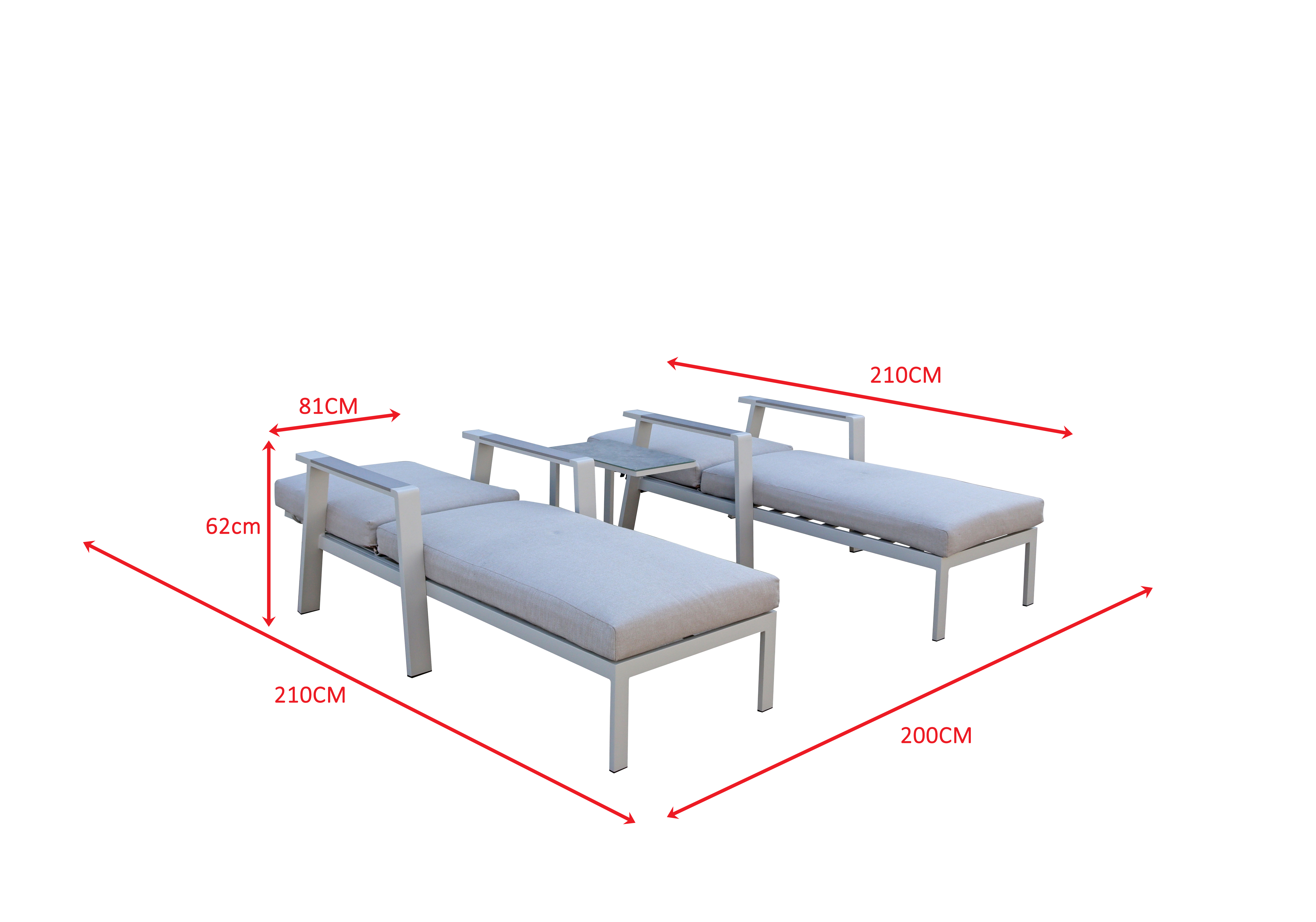 NEPTUNE Sunlounger set with drinks table
