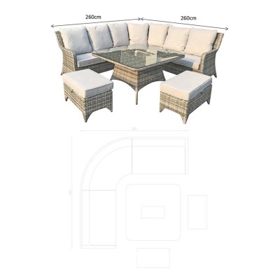 SARAH Grey corner dining with ice bucket