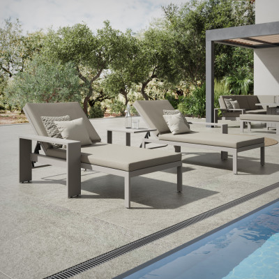 Venus sun lounger set with drinks table